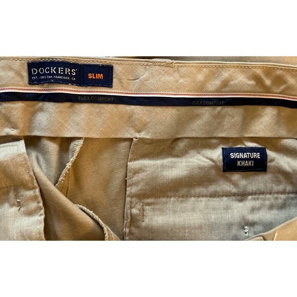 Dockers Mens Slim Fit Signature Khaki Stretch Pants Size 32 Waist 28 Inseam Fiel - Picture 2 of 5